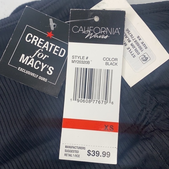 CALIFORNIA Waves Black Ribbed Side Tie Swimsuit - Picture 10 of 10